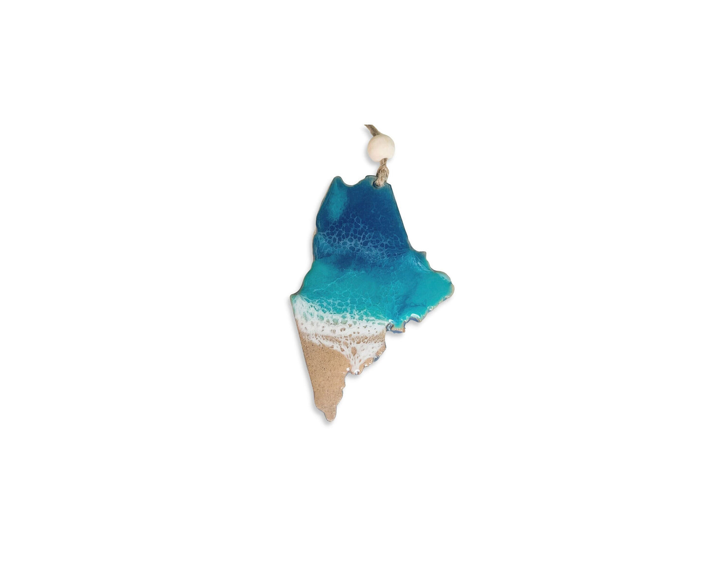 Maine Resin Ornament: Ocean Wave Art, State Souvenir - Christmas Tree Gift Mainer