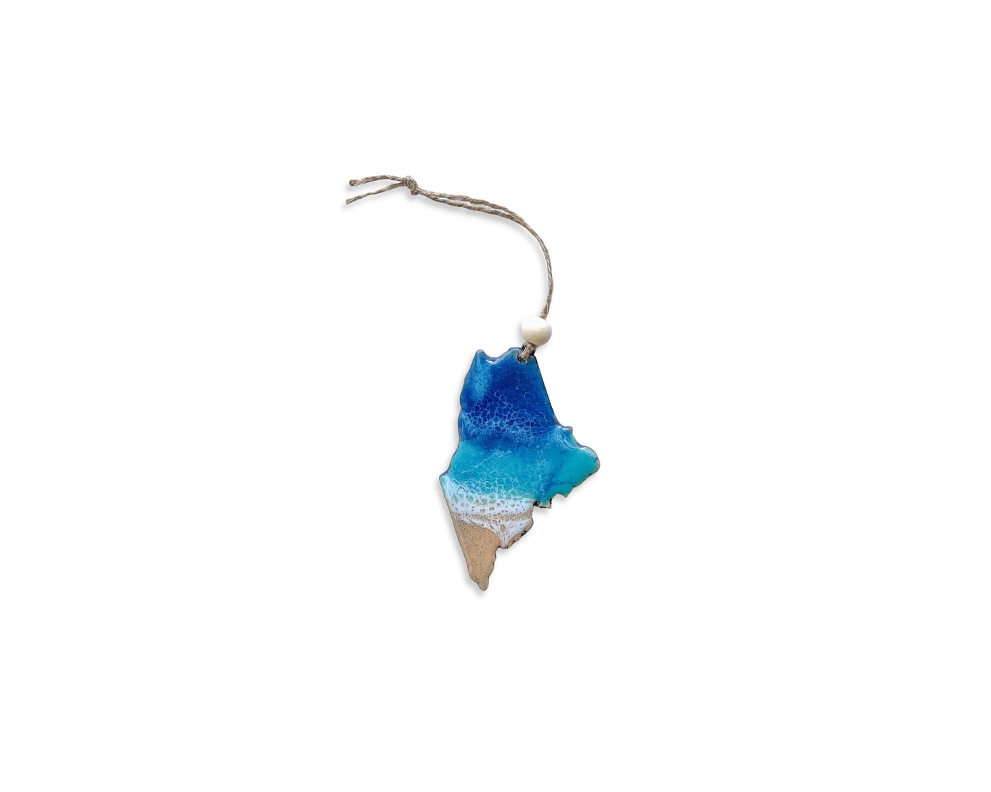 Maine Resin Ornament: Ocean Wave Art, State Souvenir - Christmas Tree Gift Mainer