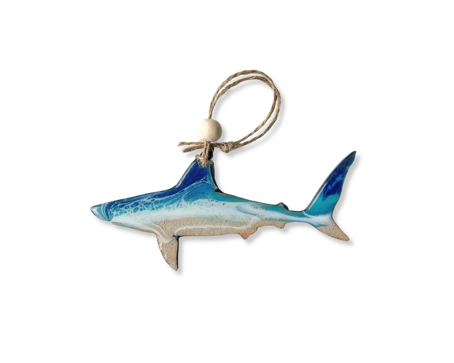 Ocean Resin Shark Ornament: Beach Decor, Shark Lover Gift