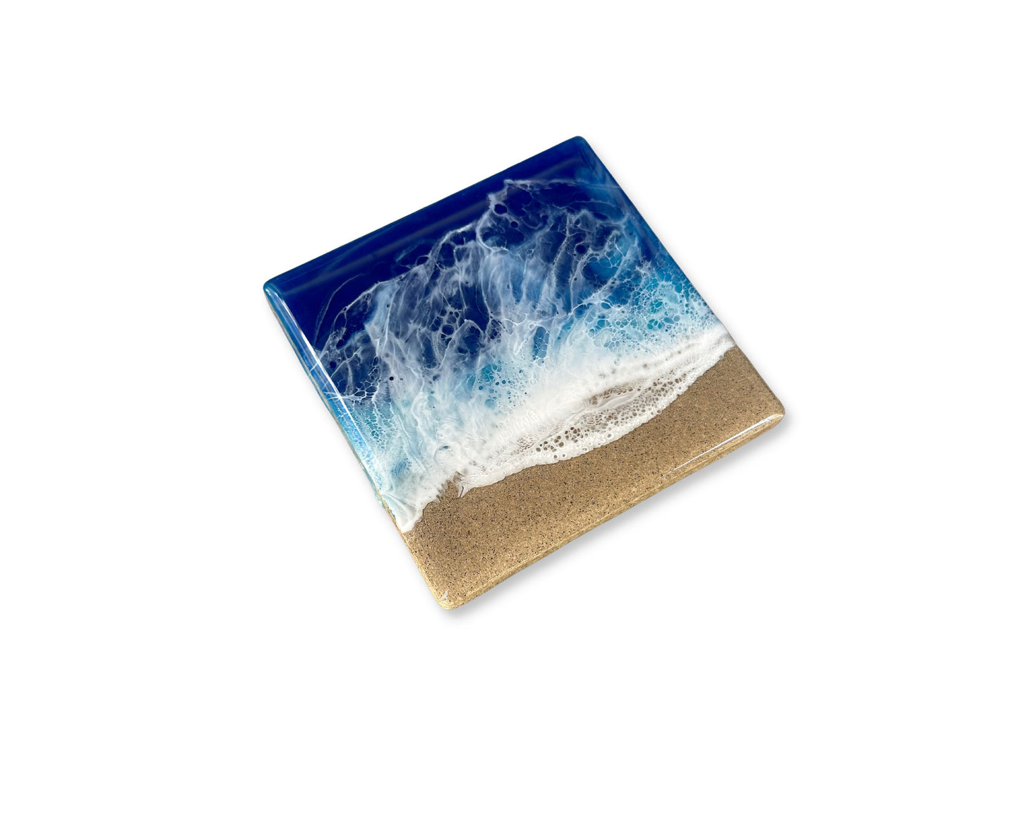 Ocean Waves Square Resin Coaster  - Beach Home Decor - Unique Wedding Gift - Resin Art - Wedding Shower Gift  - Beach Housewarming