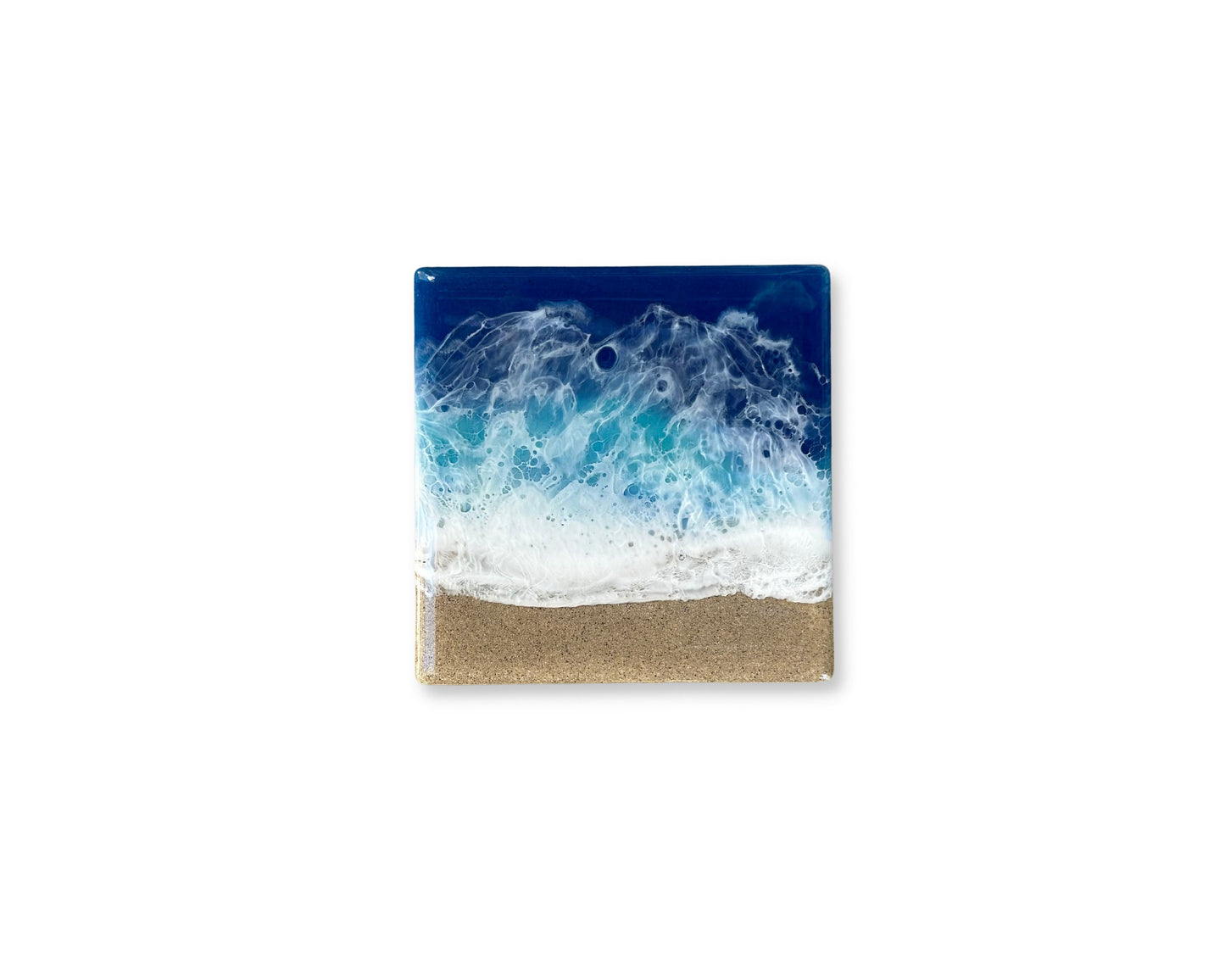 Ocean Waves Square Resin Coaster  - Beach Home Decor - Unique Wedding Gift - Resin Art - Wedding Shower Gift  - Beach Housewarming