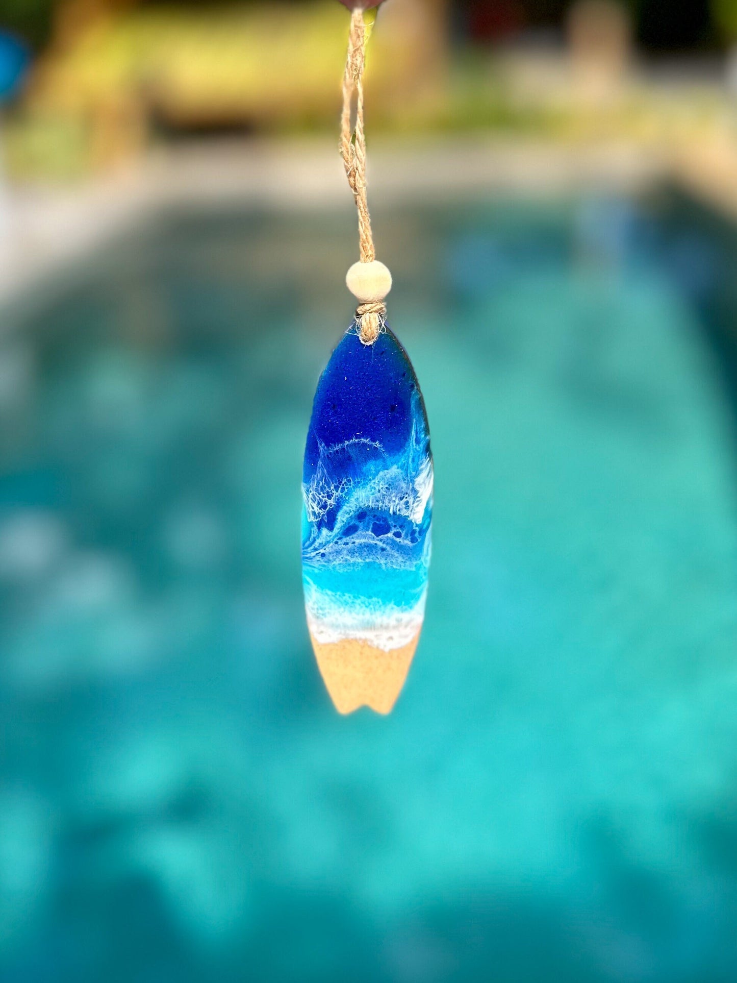 Ocean Resin Surfboard Ornament: Beach Wedding Favor