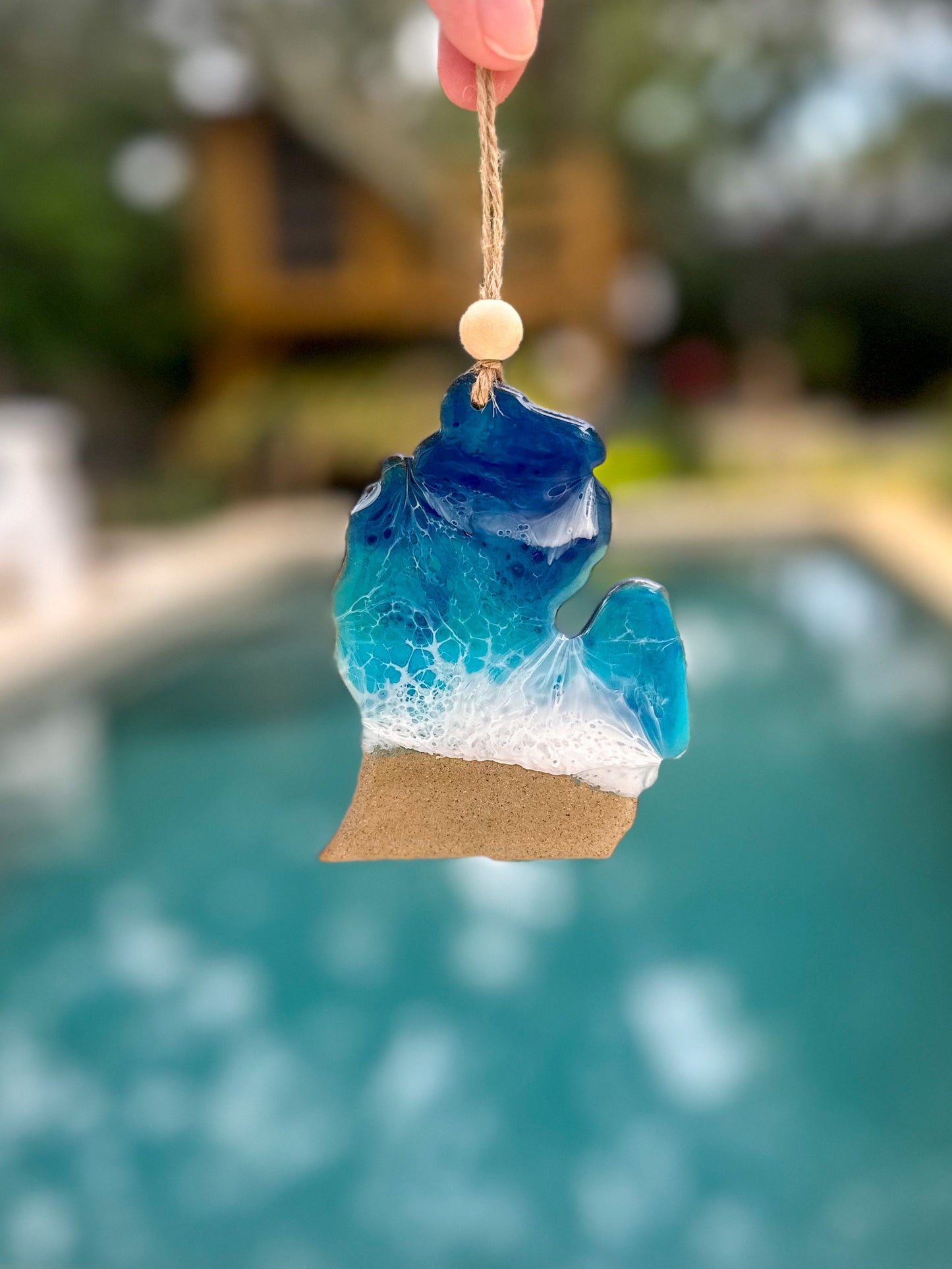 Michigan Ocean Resin Ornament - Resin Wave Lower Peninsula Michigan State Ornament - Unique Michigan gift - Michigan Christmas Tree