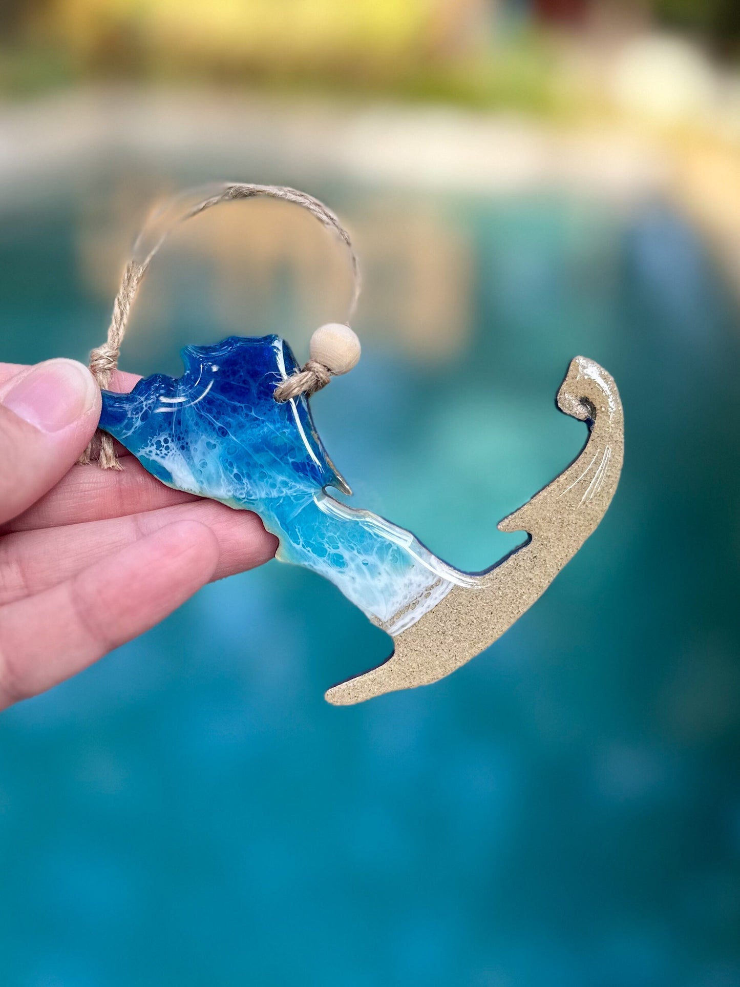 Cape Cod Resin Ocean Wave Ornament: Coastal Beach Art - Massachusetts Christmas Gift