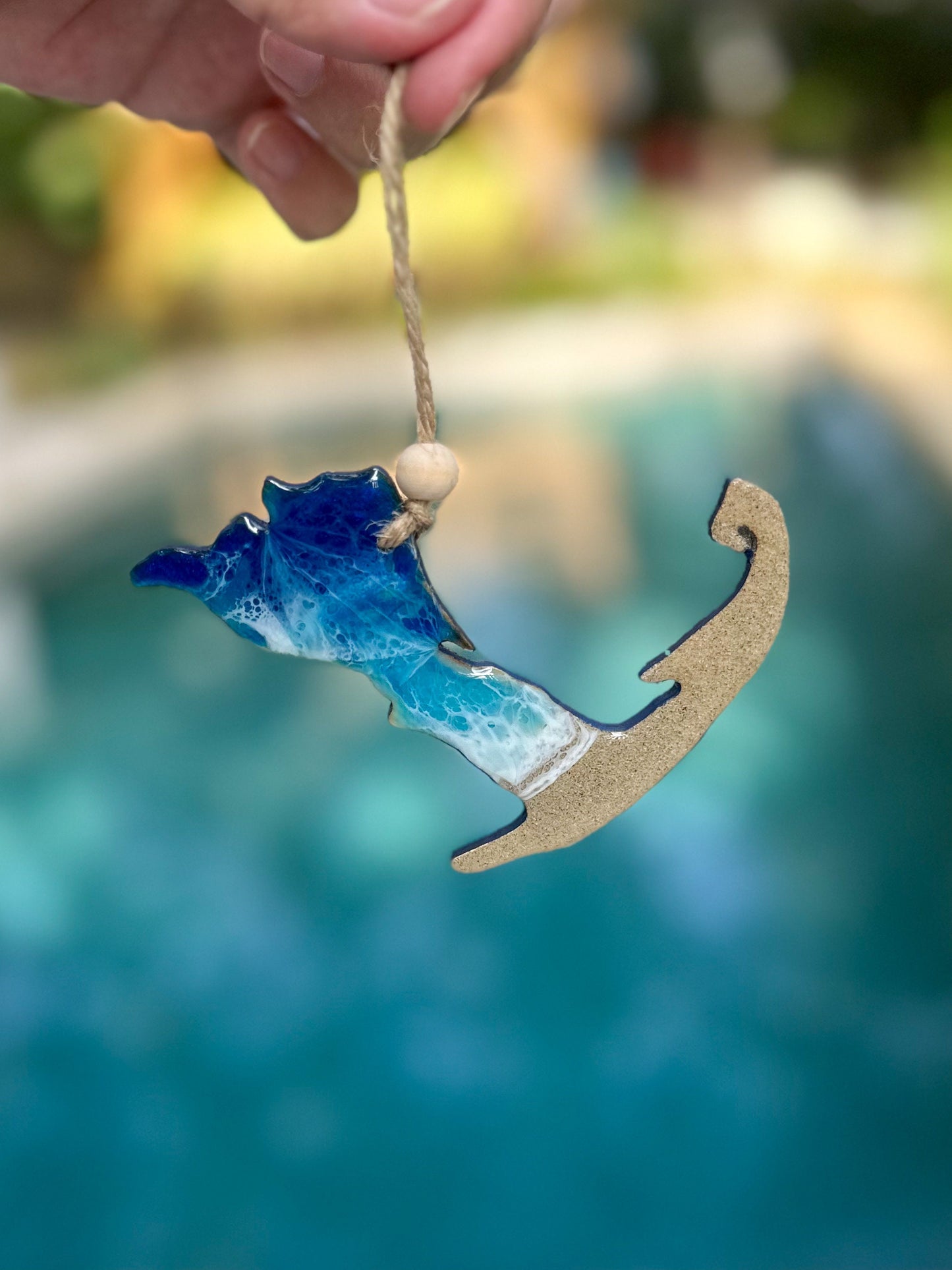 Cape Cod Resin Ocean Wave Ornament: Coastal Beach Art - Massachusetts Christmas Gift