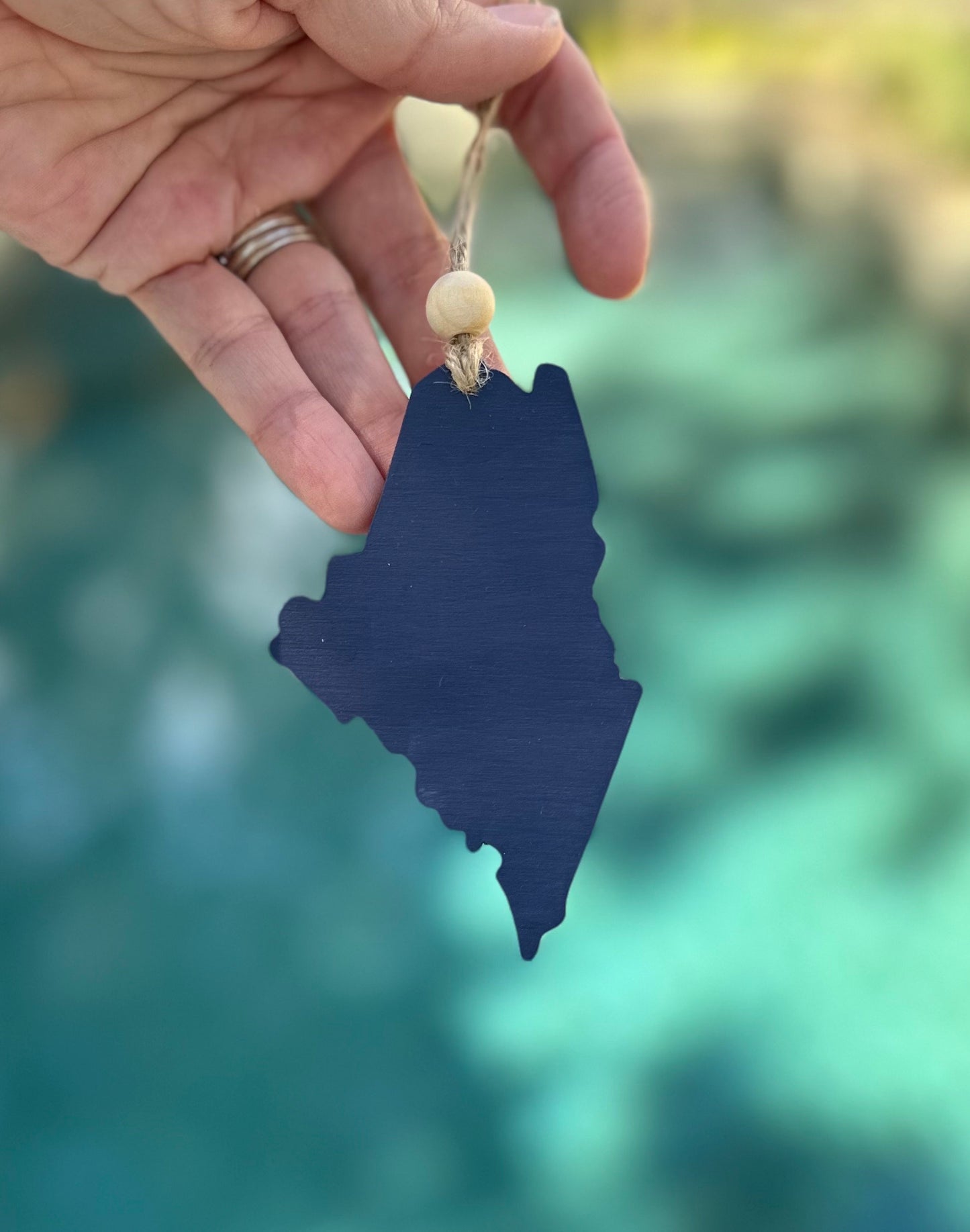 Maine Resin Ornament: Ocean Wave Art, State Souvenir - Christmas Tree Gift Mainer