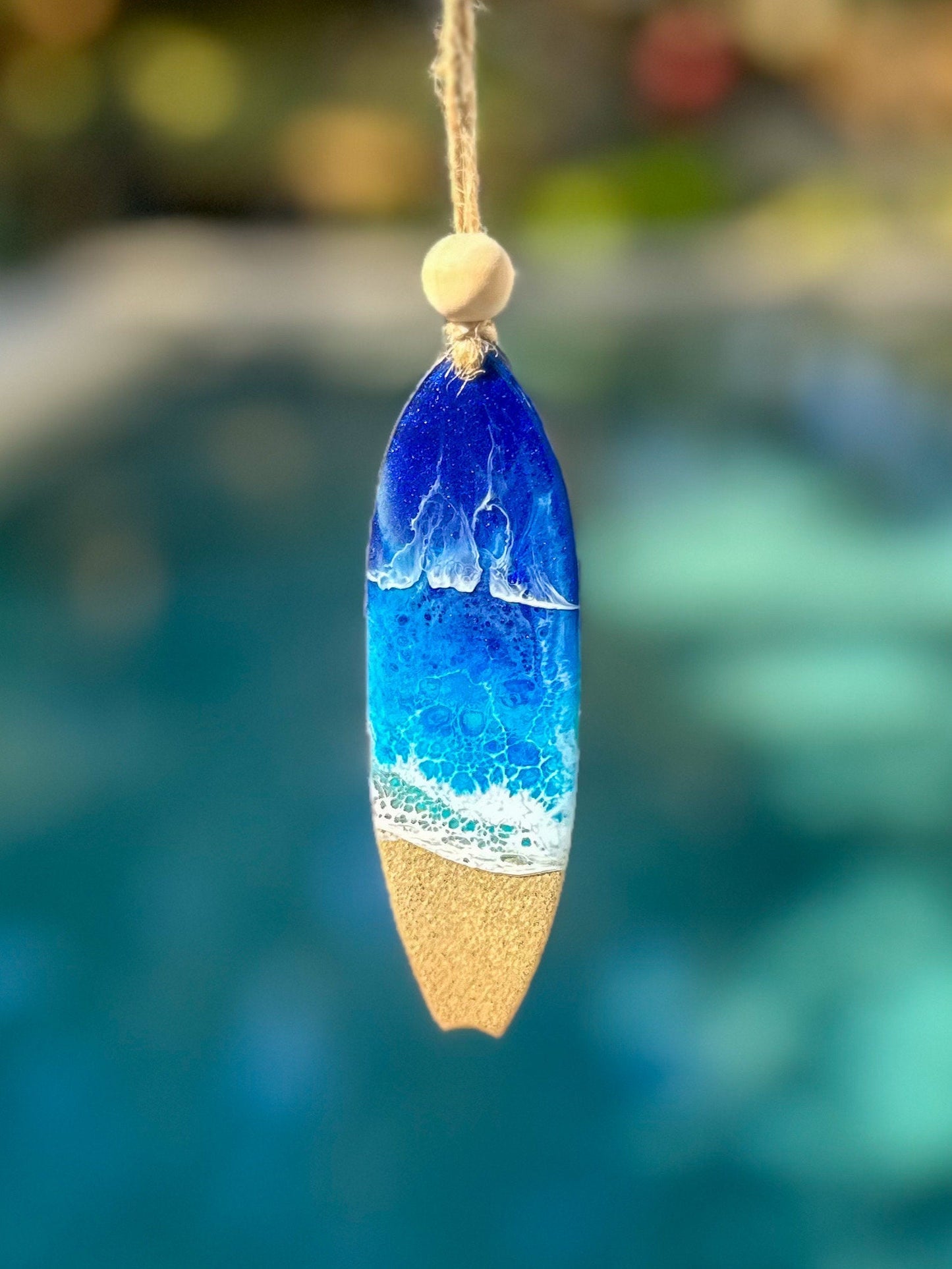 Ocean Resin Surfboard Ornament: Beach Wedding Favor