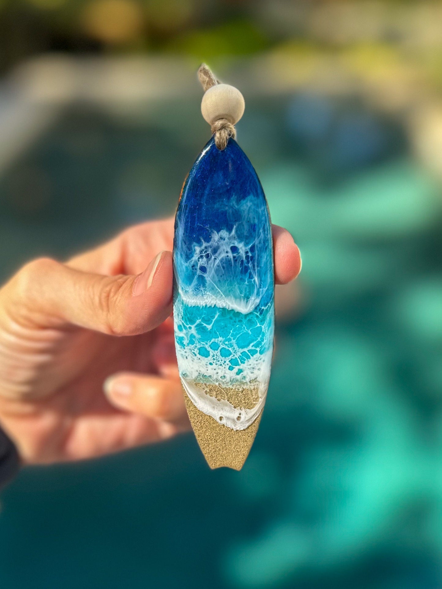 Ocean Resin Surfboard Ornament: Beach Wedding Favor