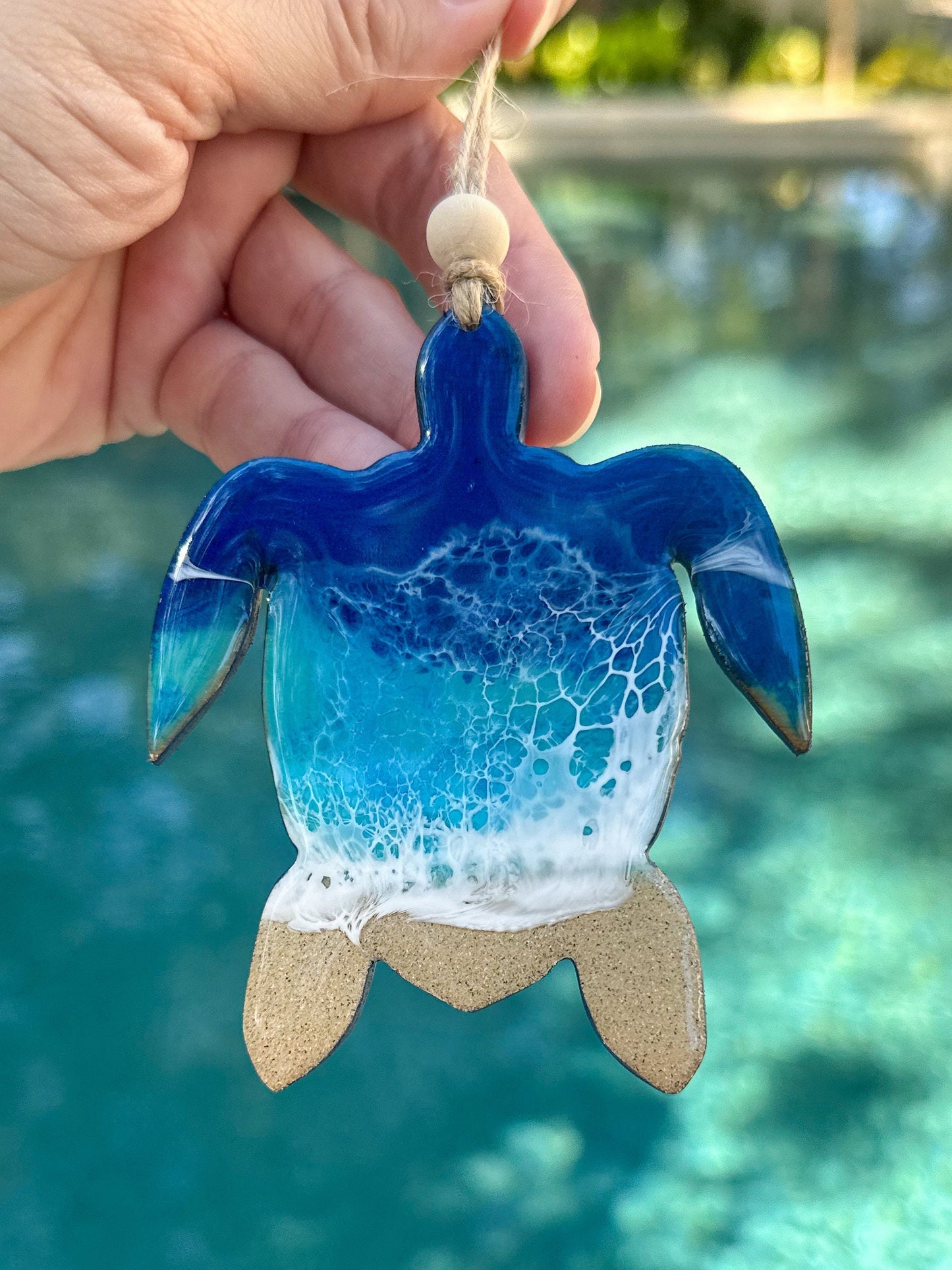 Ocean Resin Turtle Ornament: Beach Decor, Sea Turtle Gift