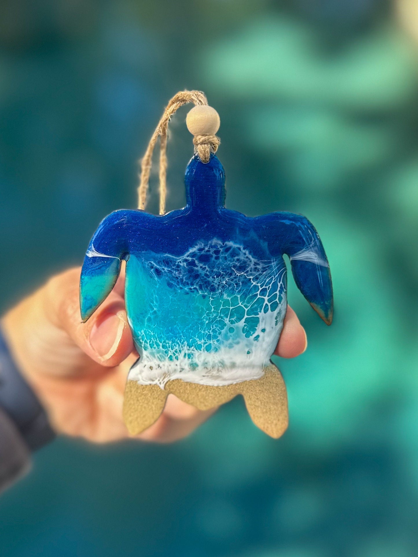 Ocean Resin Turtle Ornament: Beach Decor, Sea Turtle Gift