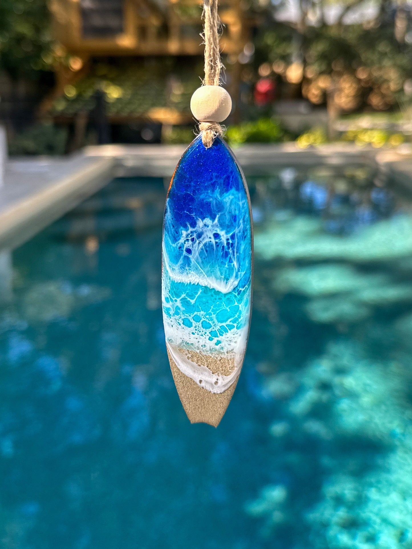 Ocean Resin Surfboard Ornament: Beach Wedding Favor