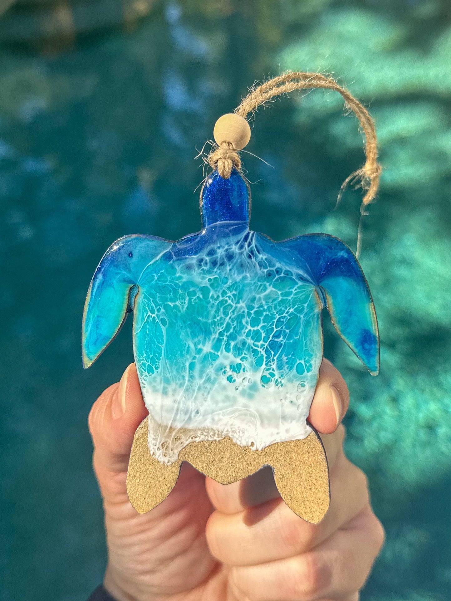 Ocean Resin Turtle Ornament: Beach Decor, Sea Turtle Gift