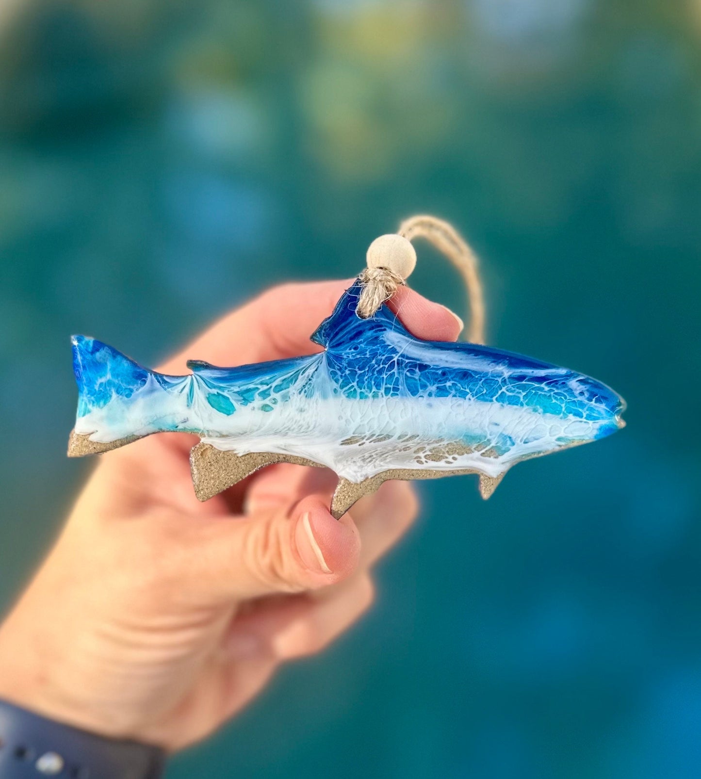 Ocean Resin Fish Ornament: Beach Decor, Gift for Fisherman