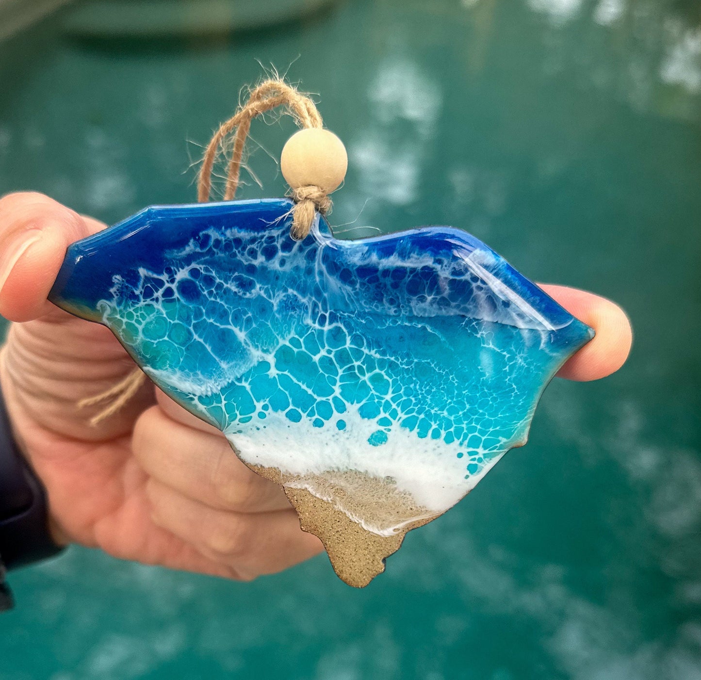 South Carolina Resin Ornament: Ocean Wave Art, Coastal SC Gift