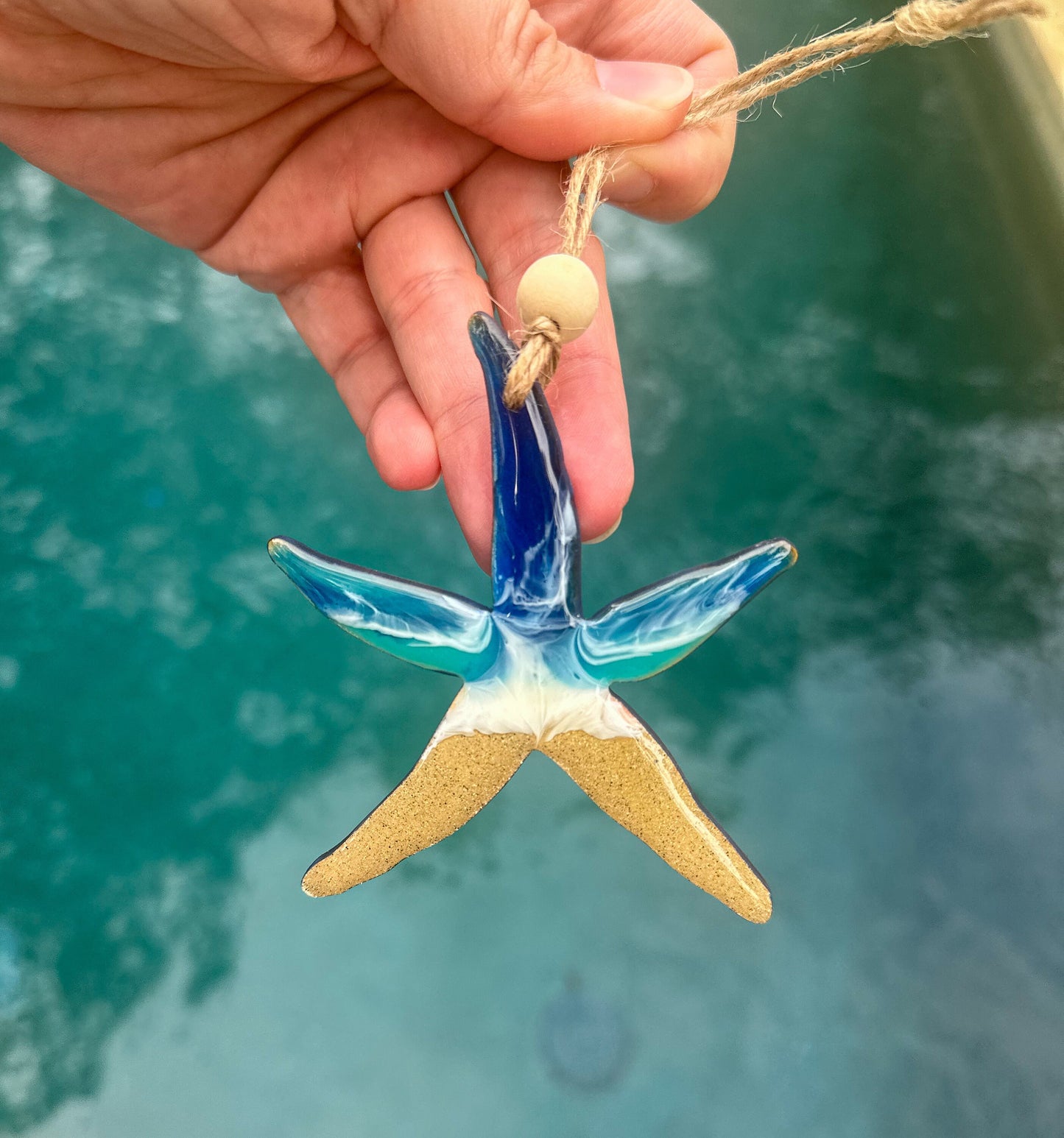 Resin Wave Starfish Ornament: Coastal Christmas Decor, Beach Wedding Favor