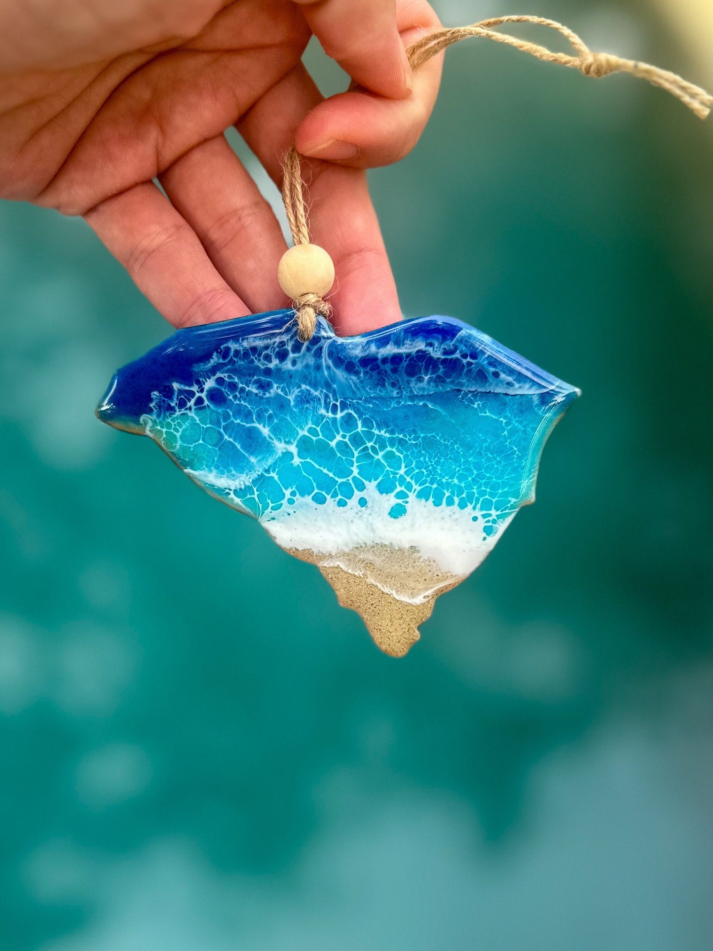 South Carolina Resin Ornament: Ocean Wave Art, Coastal SC Gift