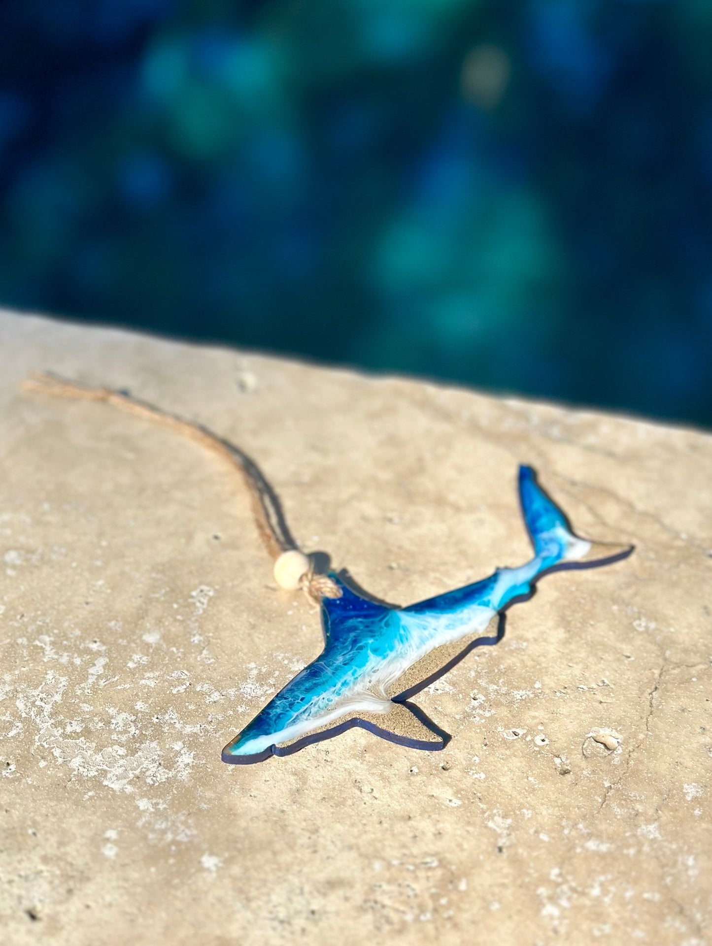 Ocean Resin Shark Ornament: Beach Decor, Shark Lover Gift