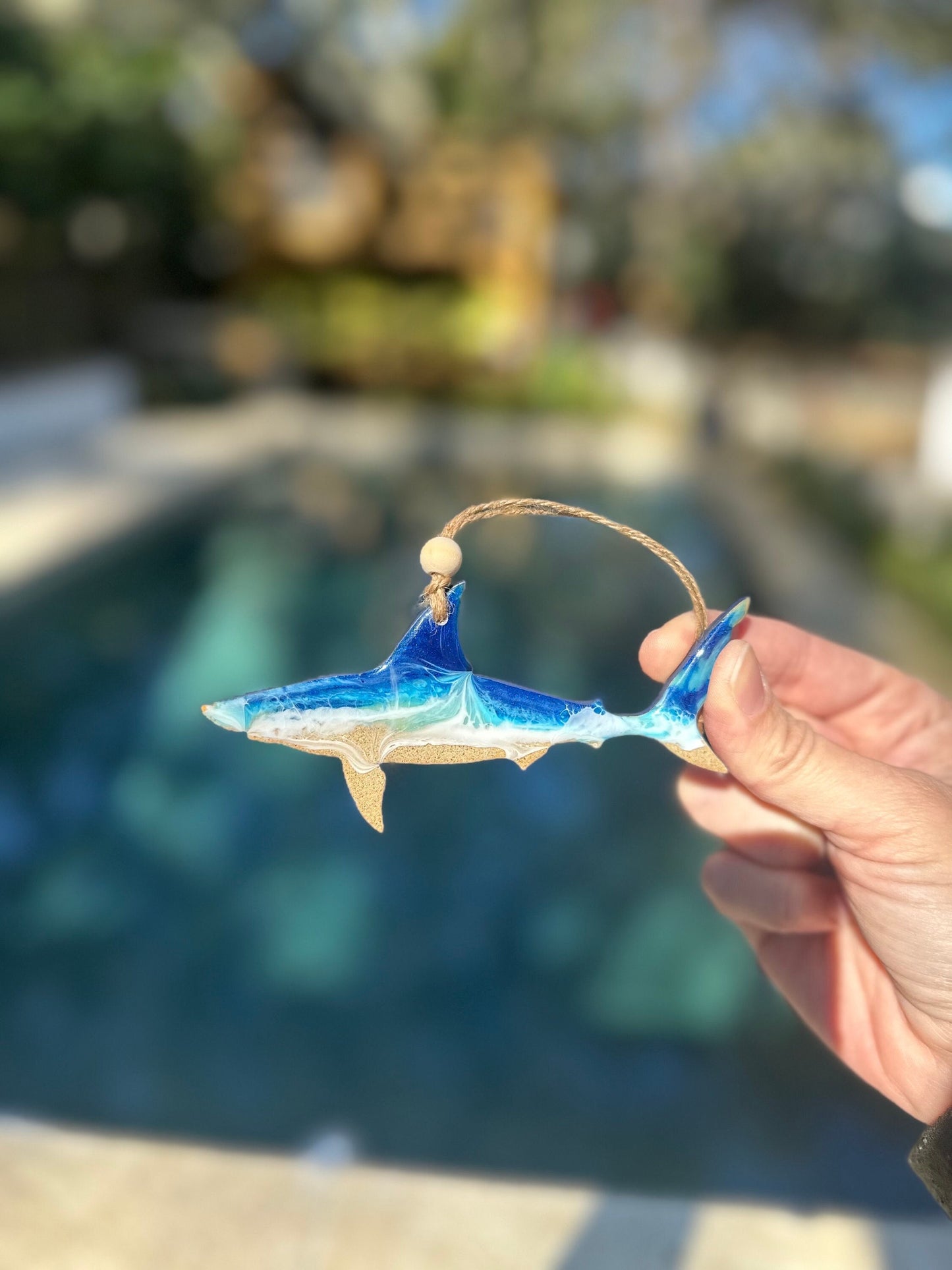 Ocean Resin Shark Ornament: Beach Decor, Shark Lover Gift