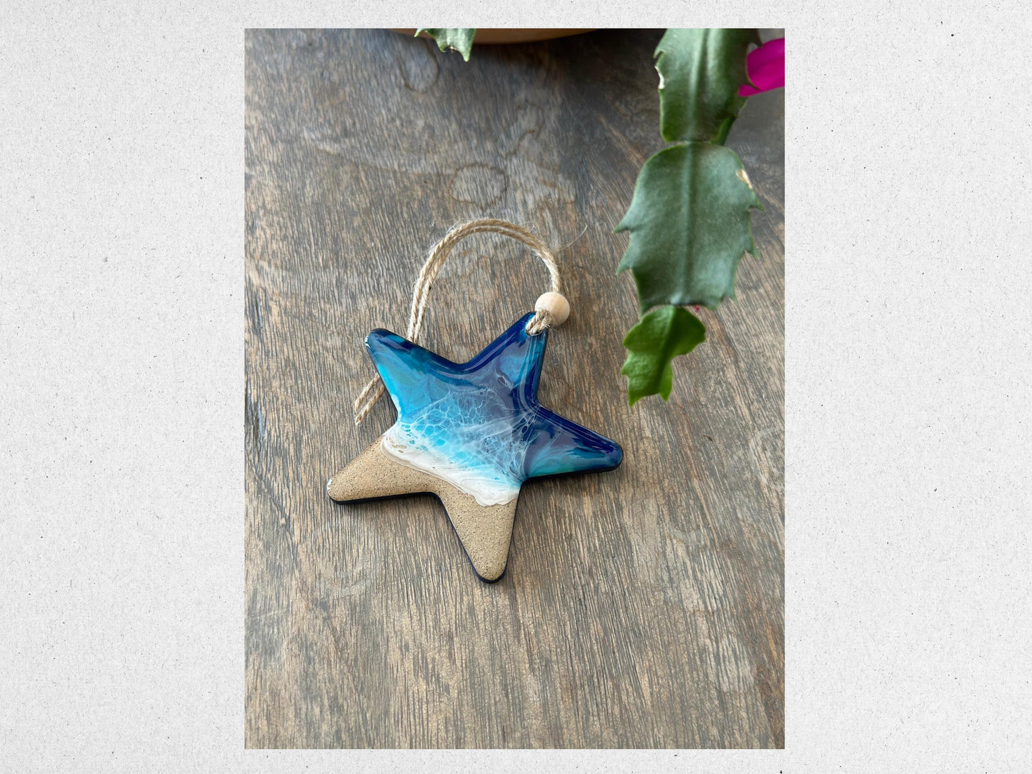 Resin Wave Star Christmas Ornament: Beach Decor