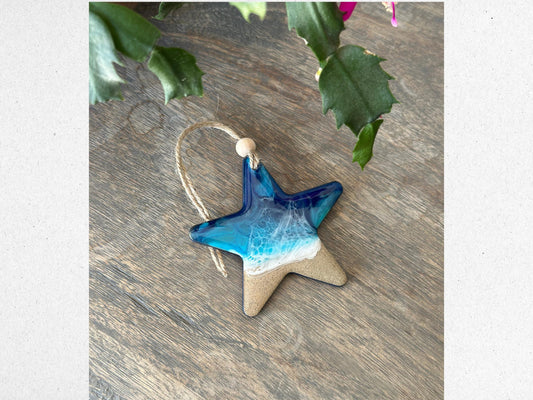 Resin Wave Star Christmas Ornament: Beach Decor