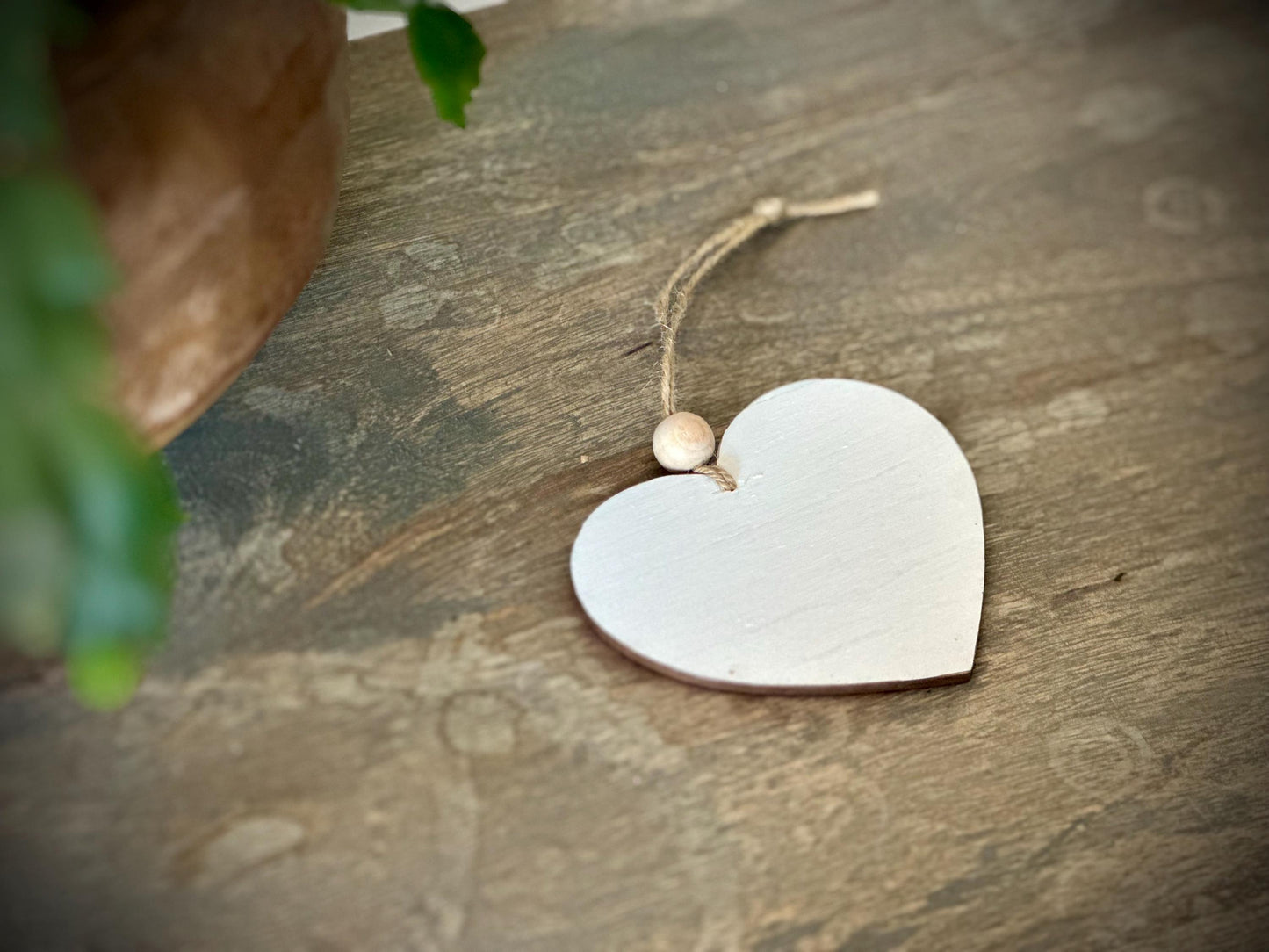 Pink Resin Heart Ornament - Metallic Bronze Edges, Twine Hanging