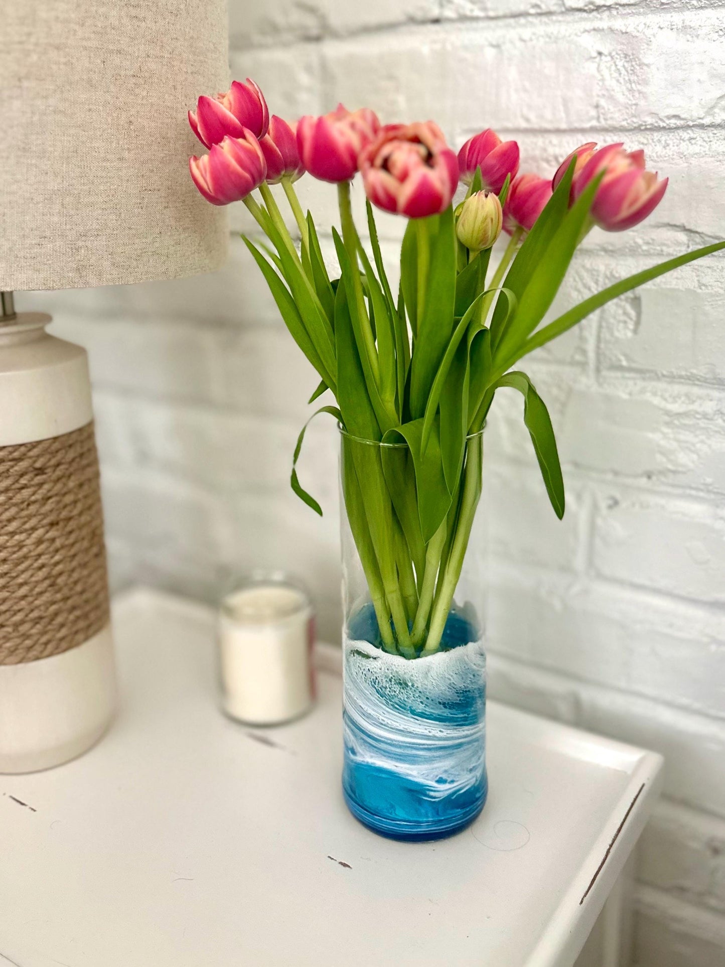 Handcrafted Ocean Wave Vase: Coastal Beach House Decor