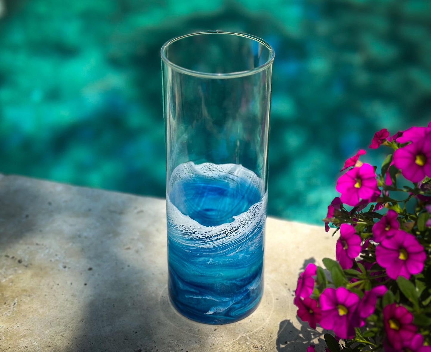 Handcrafted Ocean Wave Vase: Coastal Beach House Decor