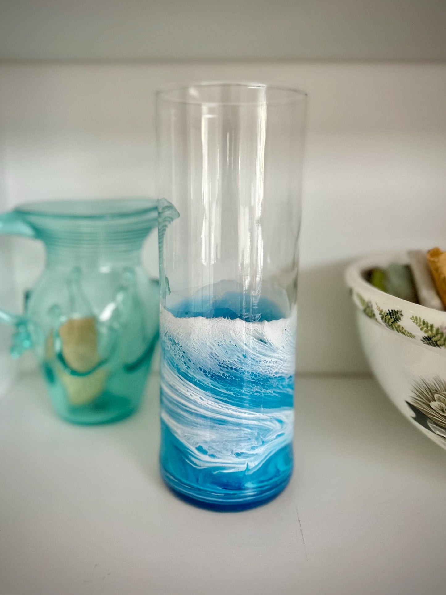 Handcrafted Ocean Wave Vase: Coastal Beach House Decor