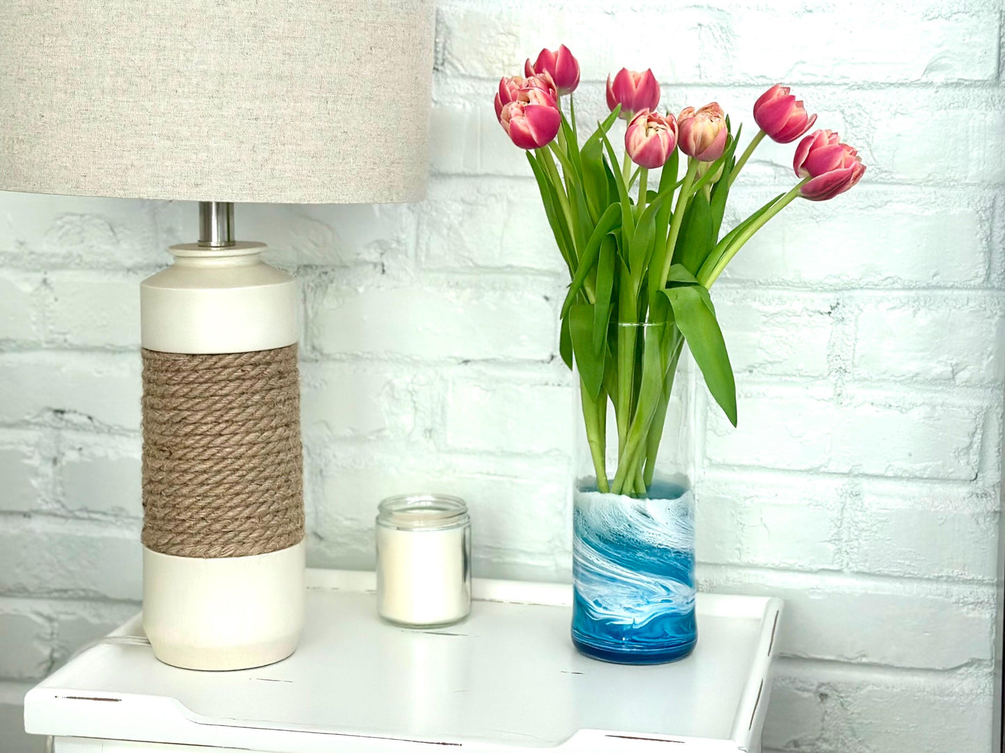 Handcrafted Ocean Wave Vase: Coastal Beach House Decor