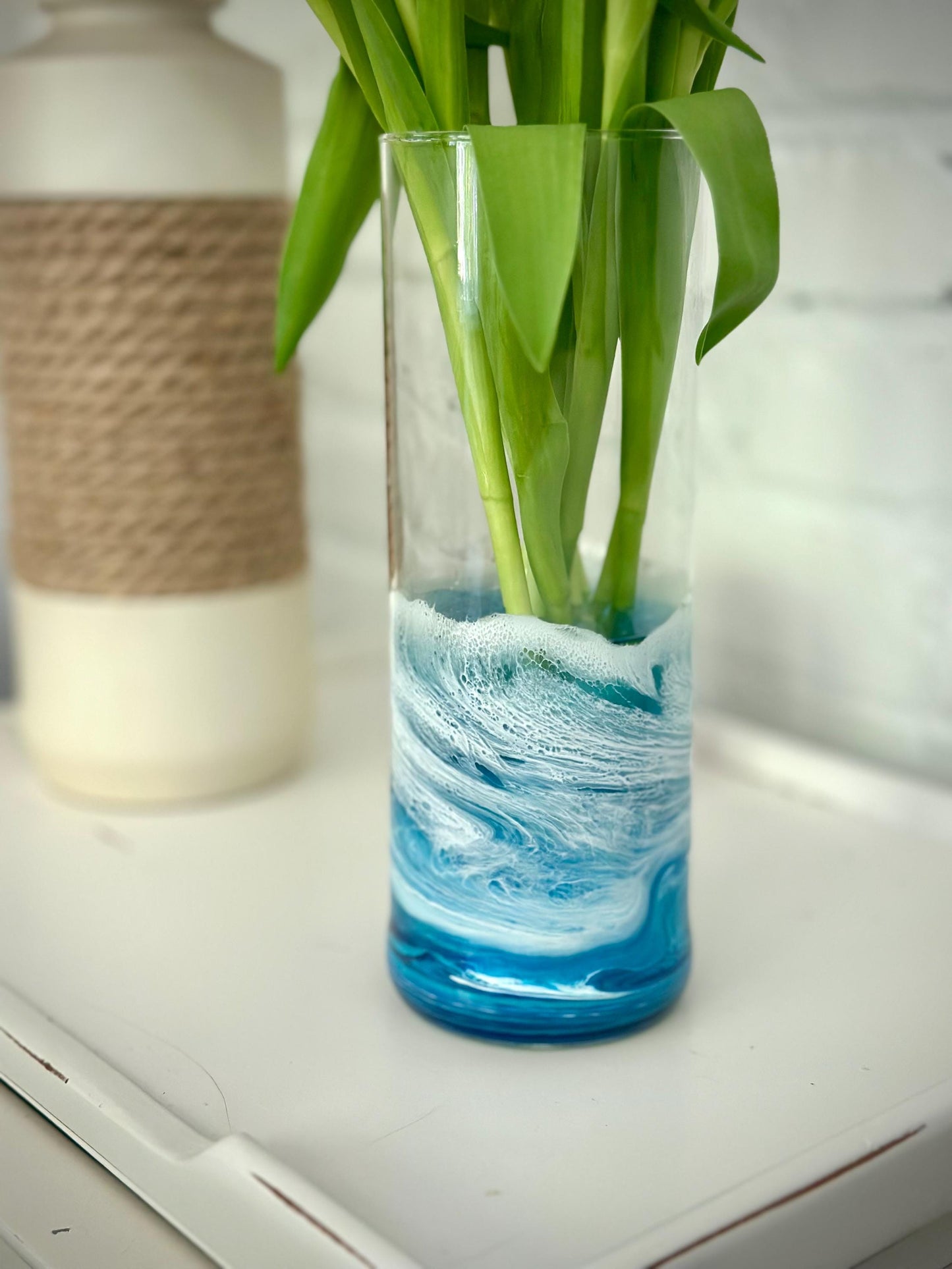 Handcrafted Ocean Wave Vase: Coastal Beach House Decor