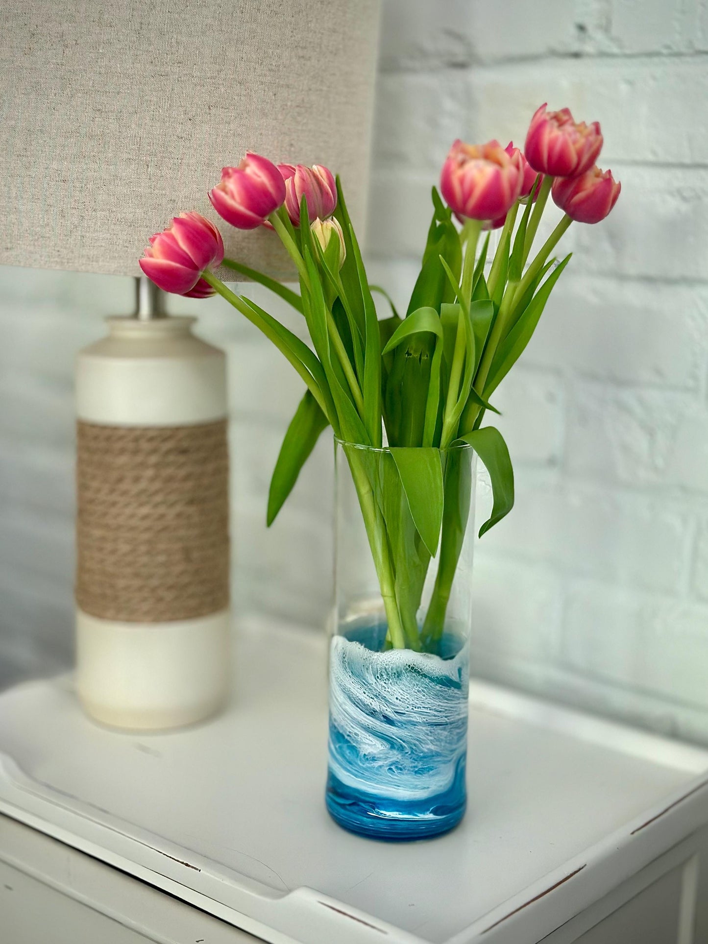 Handcrafted Ocean Wave Vase: Coastal Beach House Decor