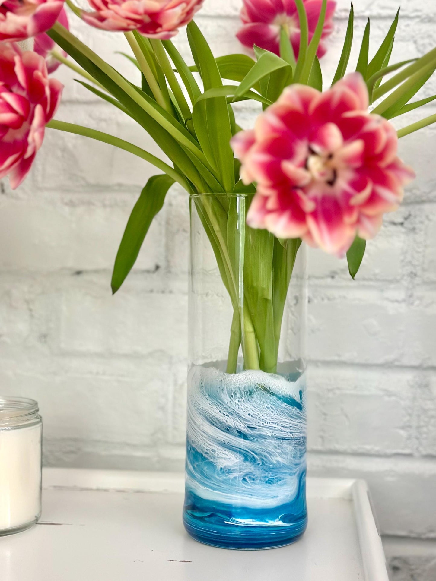 Handcrafted Ocean Wave Vase: Coastal Beach House Decor