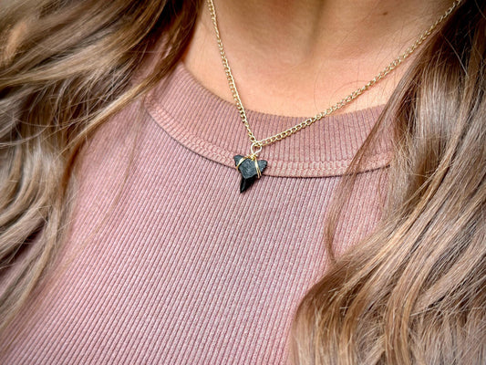 Real Shark Tooth Necklace: Tarnish Resistant Gold, Boho Beach Jewelry