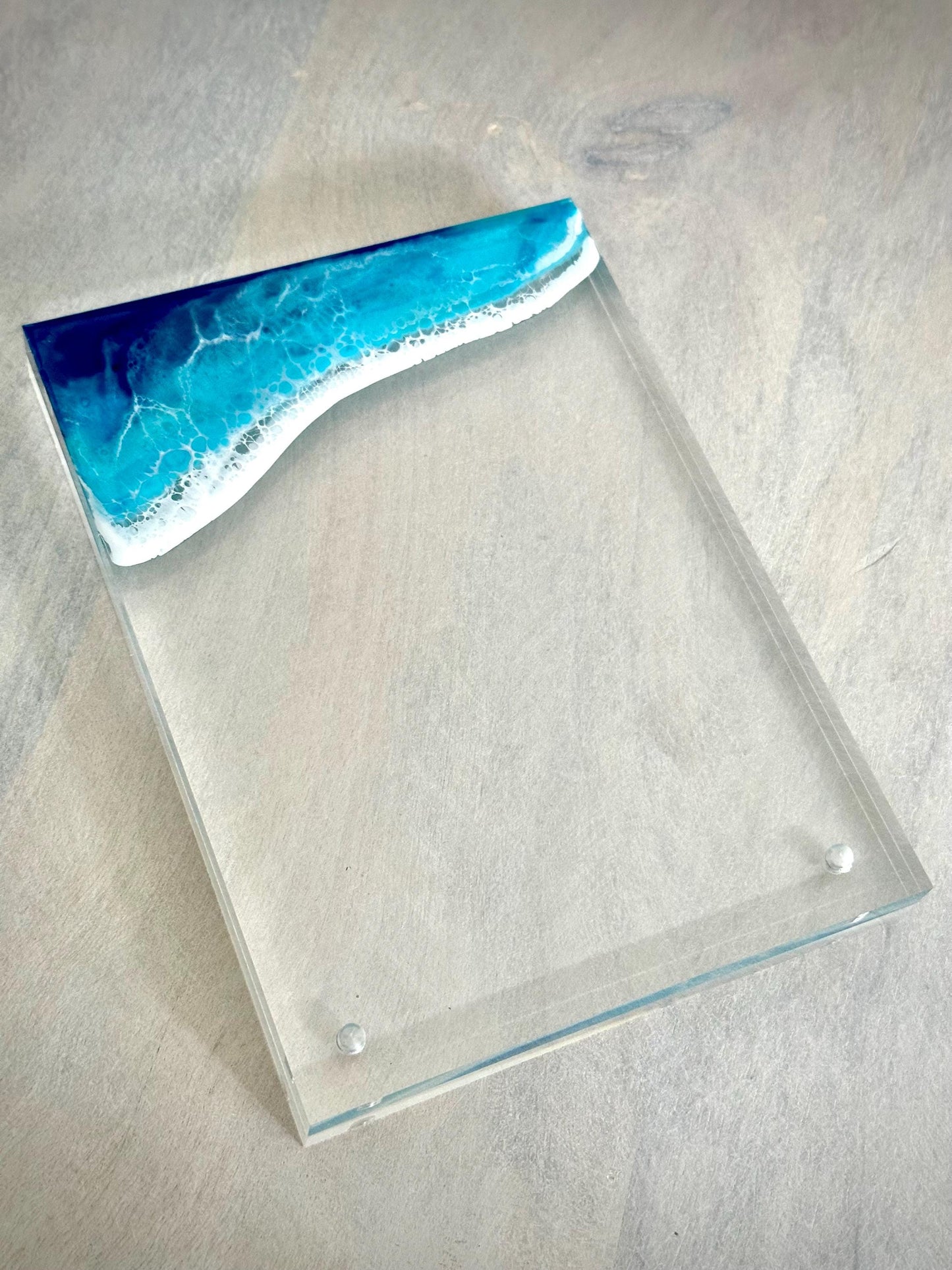 Resin Ocean Wave Acrylic Magnetic Picture Frame 4x6 - Coastal Home Decor Shelf Frame