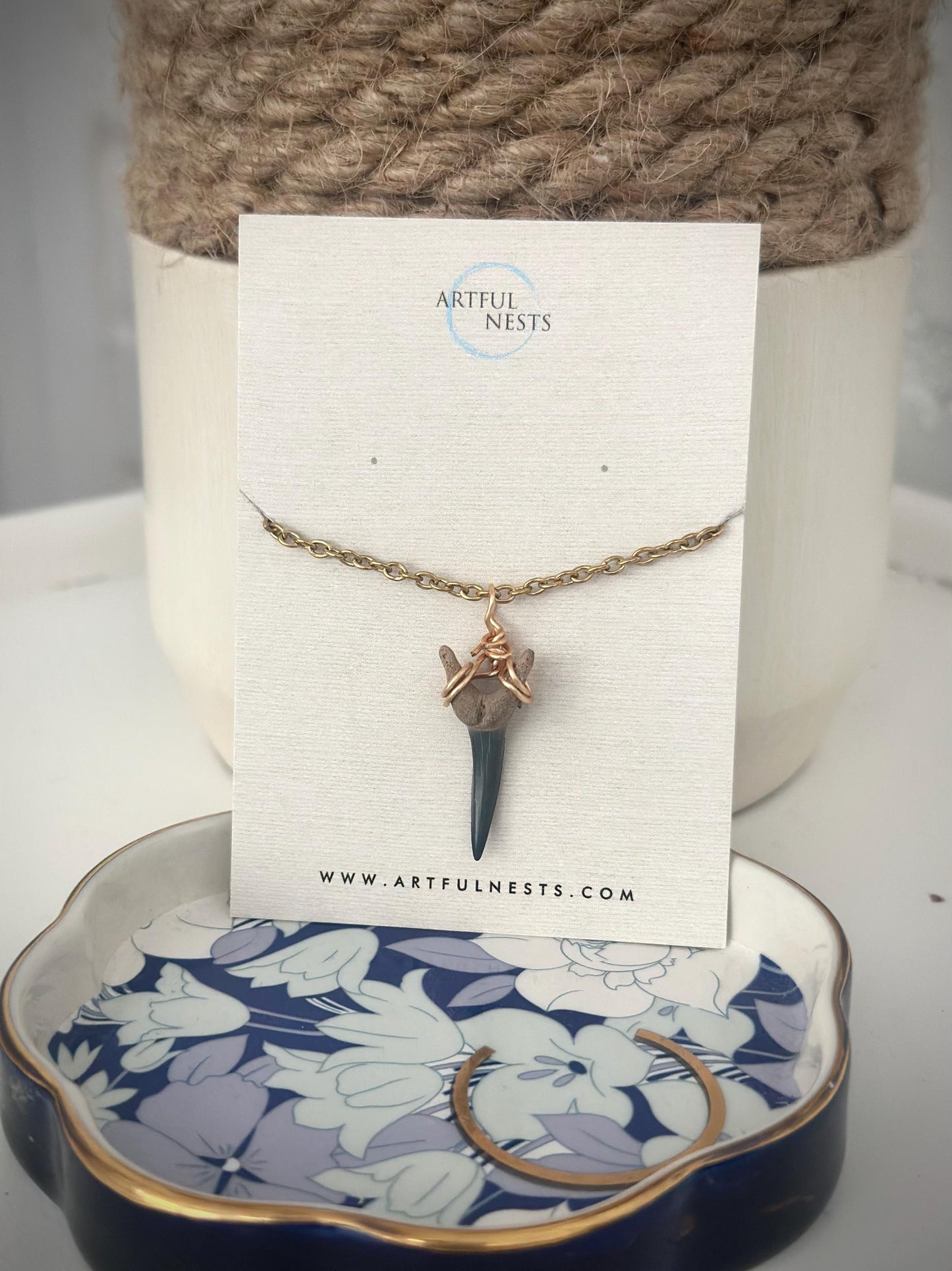 Fossil Shark Tooth Necklace: Gold Chain Coastal Jewelry