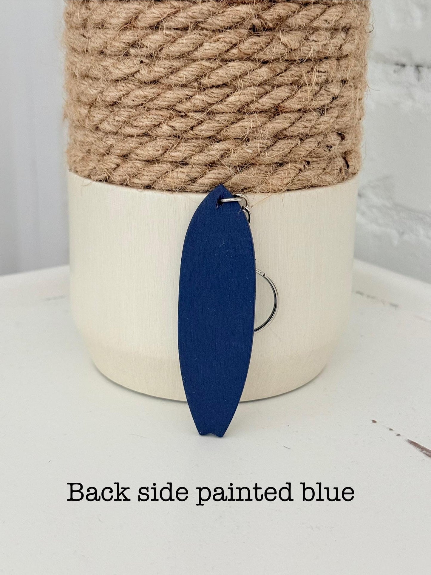 Wooden Surfboard Keychain with Resin Waves: Coastal Beach Lover Gift