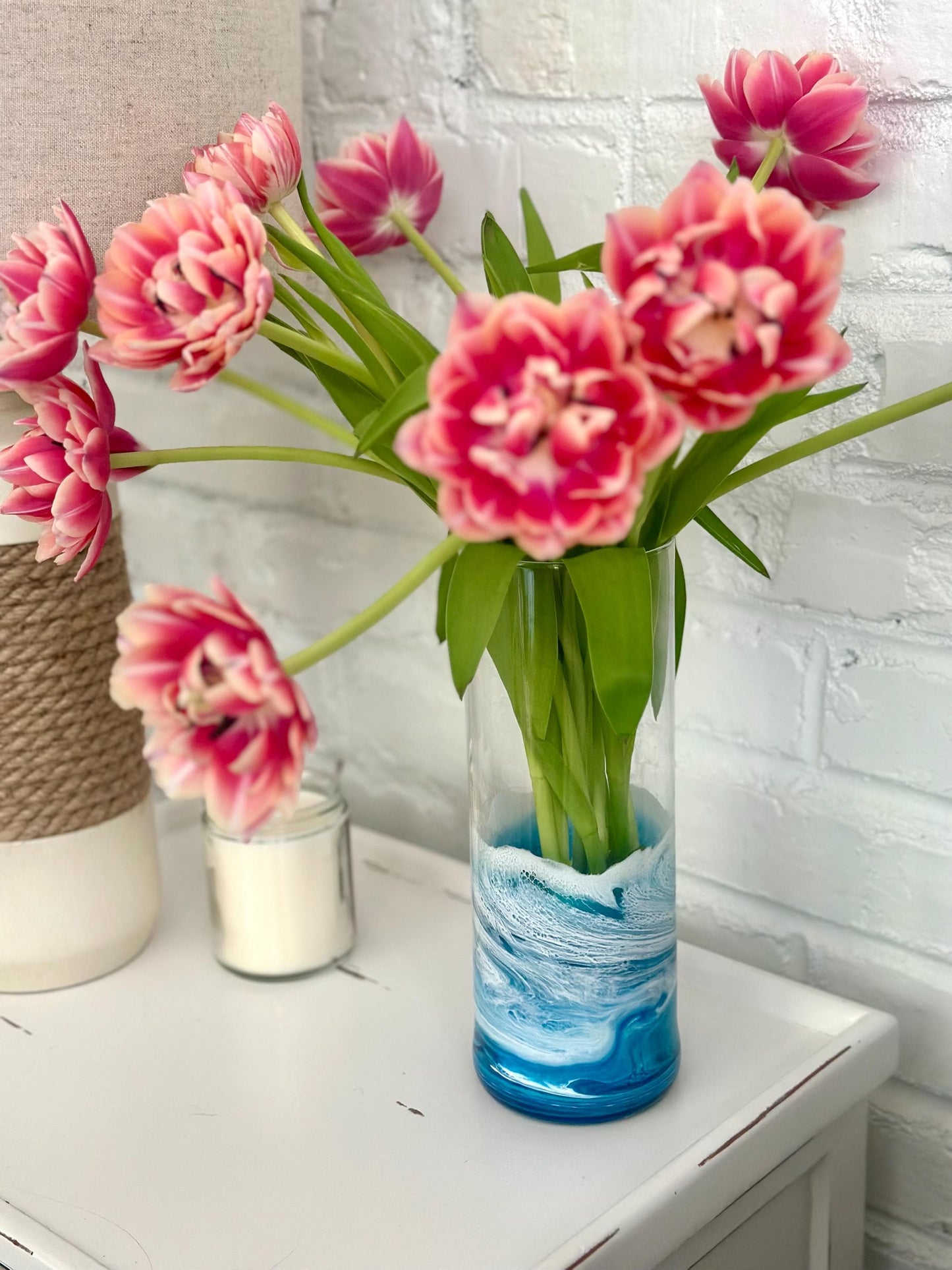 Handcrafted Ocean Wave Vase: Coastal Beach House Decor