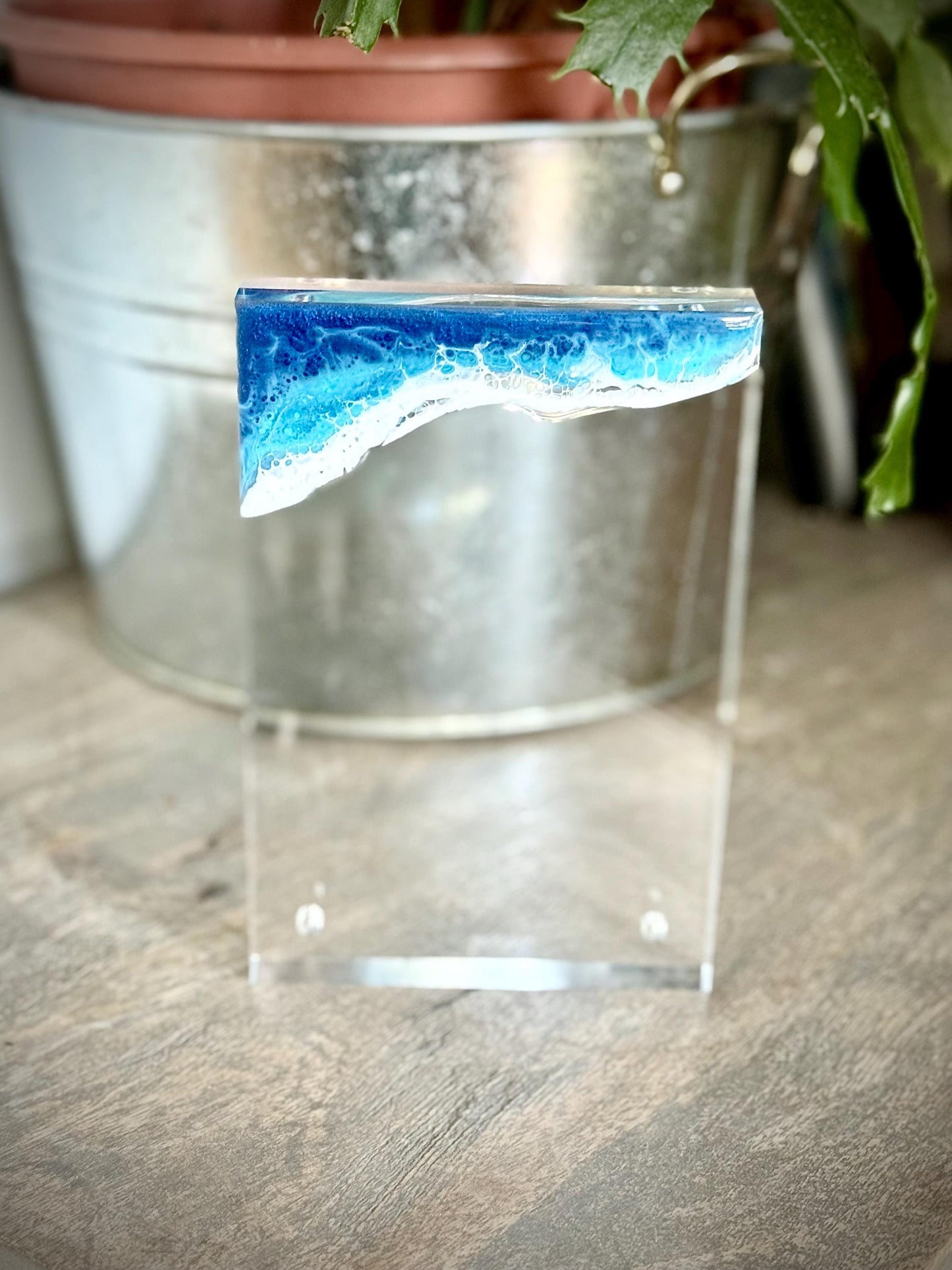Resin Ocean Wave Acrylic Magnetic Picture Frame 4x6 - Coastal Home Decor Shelf Frame