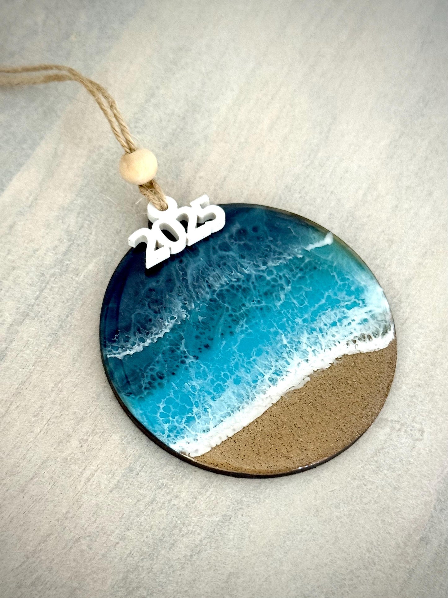 Ocean Waves Resin Ornament: Beach Themed Christmas Decor