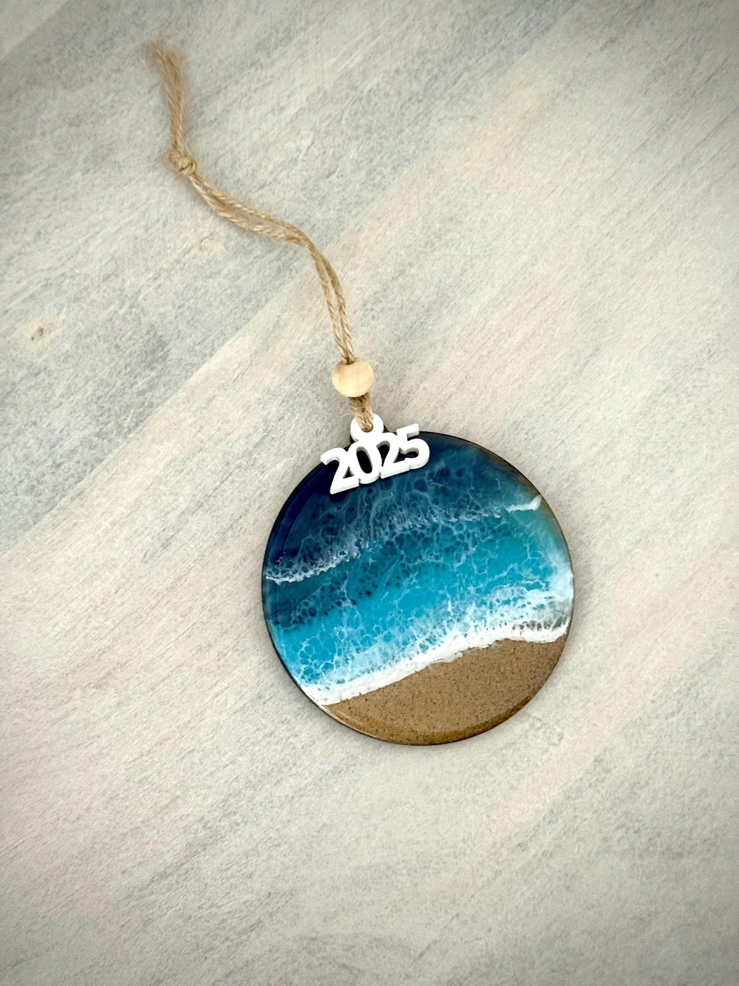 Ocean Waves Resin Ornament: Beach Themed Christmas Decor