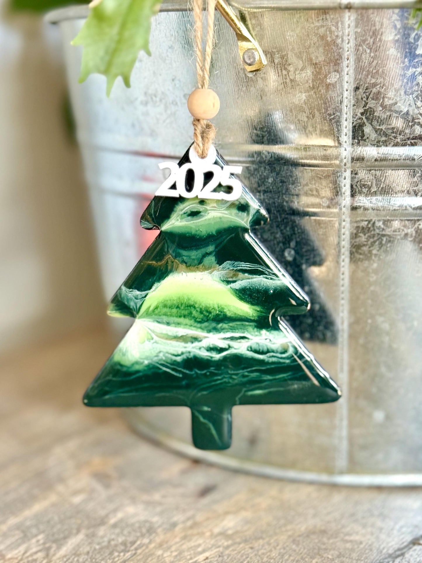 Christmas Tree Ornament with Green Resin - Acrylic Tree Ornament - Christmas Tree Green Decor