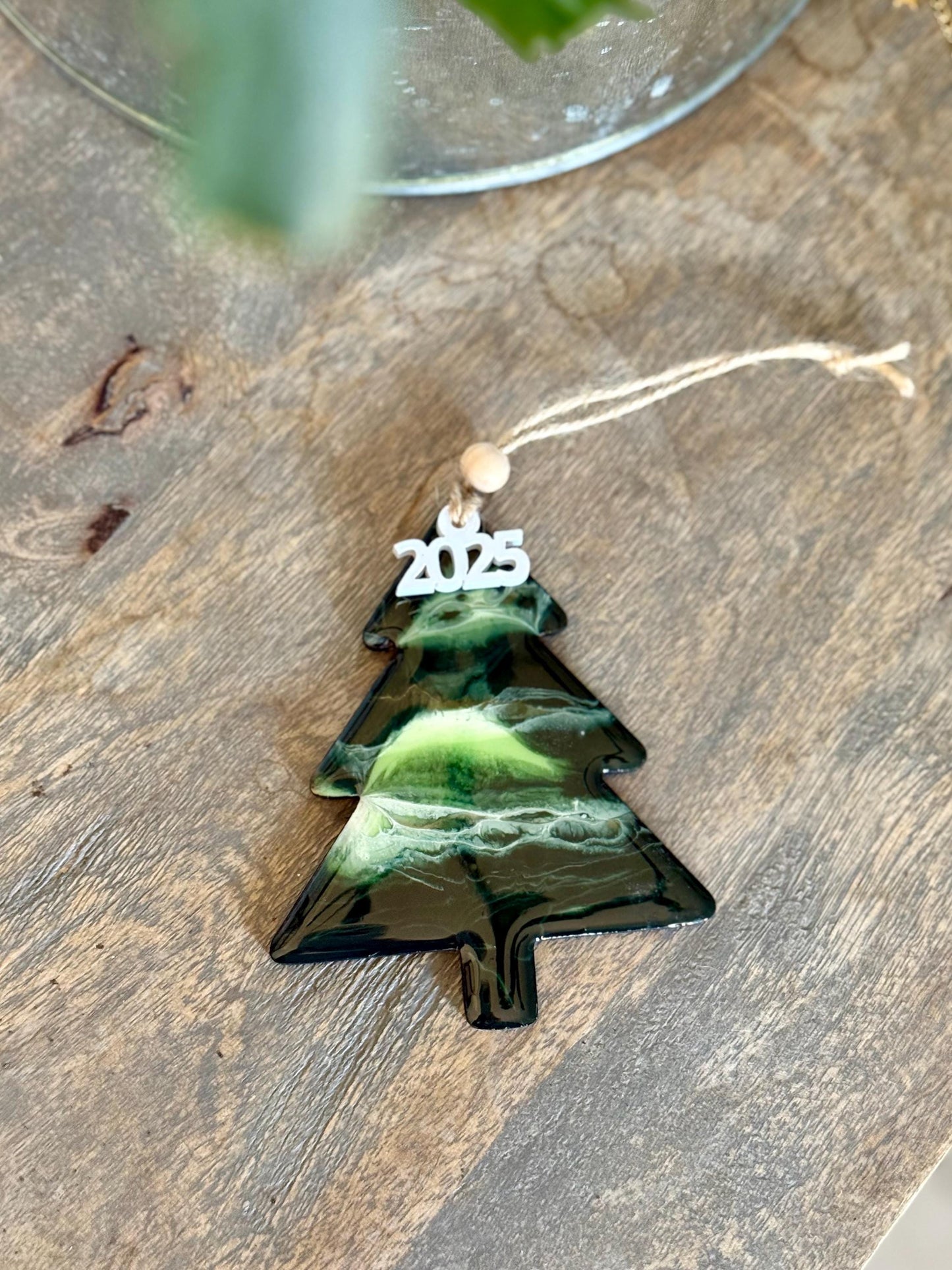 Christmas Tree Ornament with Green Resin - Acrylic Tree Ornament - Christmas Tree Green Decor