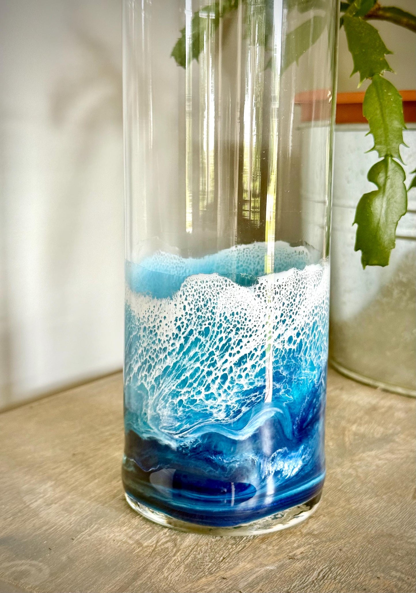 Handcrafted Ocean Wave Vase: Coastal Beach House Decor