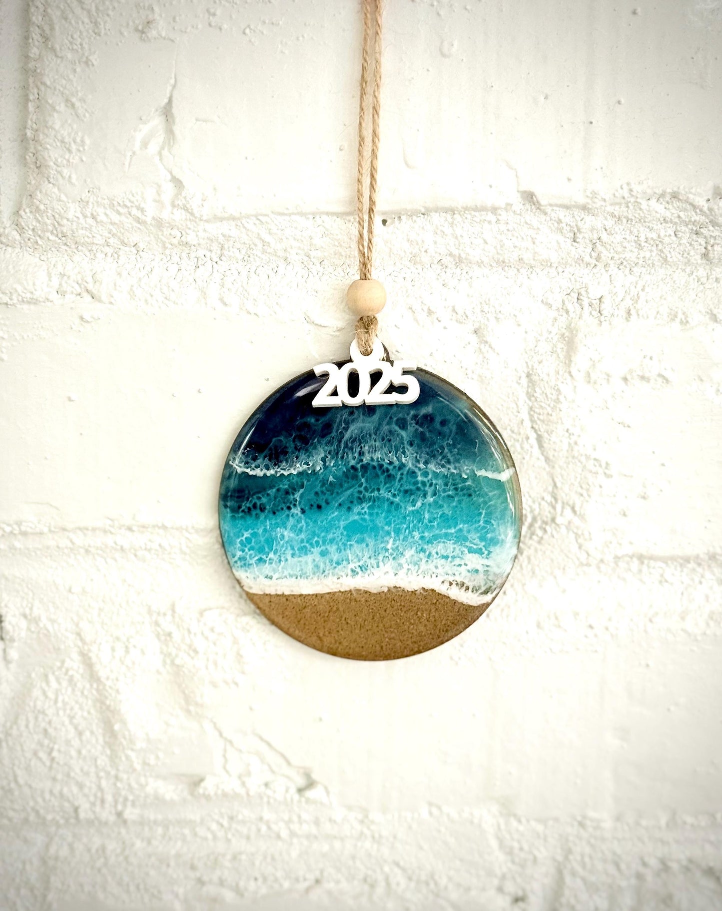 Ocean Waves Resin Ornament: Beach Themed Christmas Decor