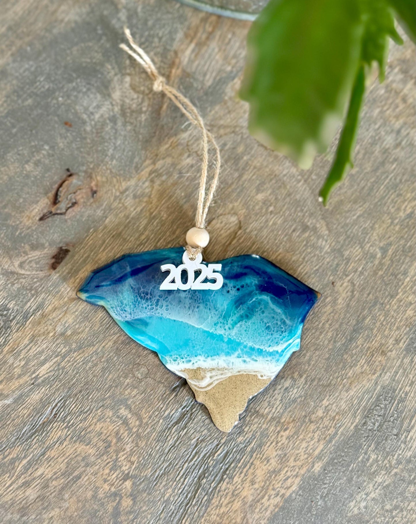 South Carolina Resin Ornament: Ocean Wave Art, Coastal SC Gift