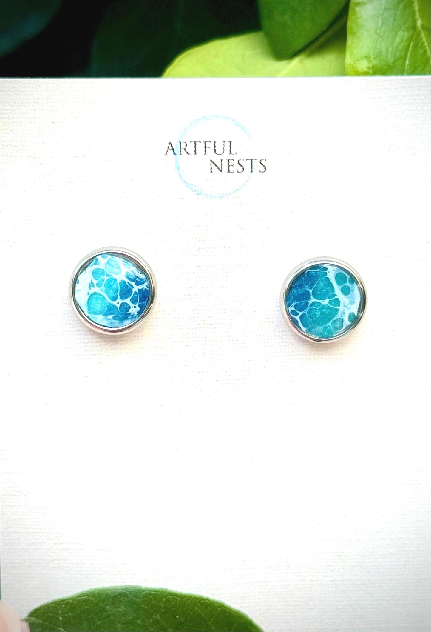 Coastal Jewelry - Resin Wave Stud Earrings Hypoallergenic and Sensitive Skin Friendly