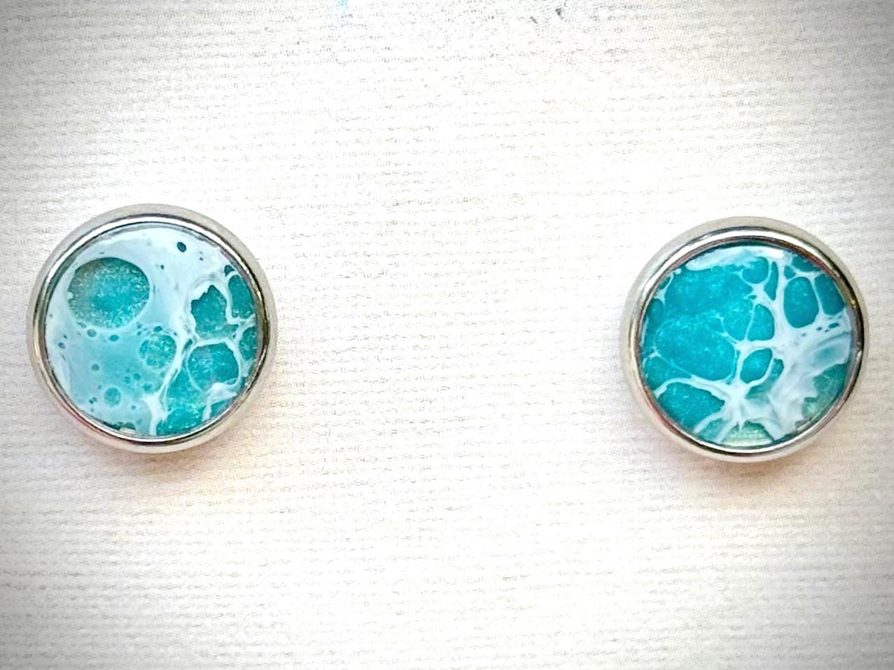 Coastal Jewelry - Resin Wave Stud Earrings Hypoallergenic and Sensitive Skin Friendly