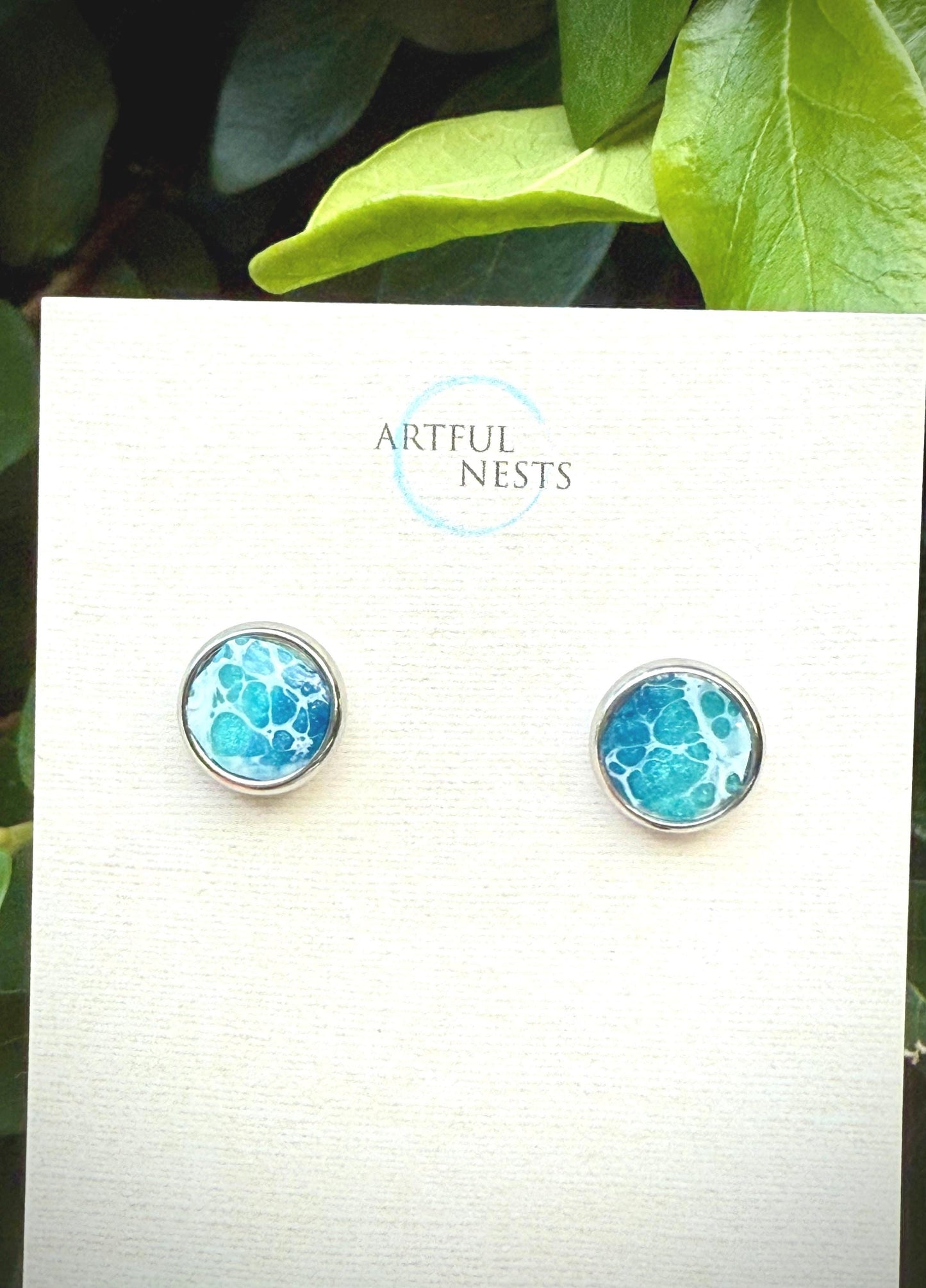 Coastal Jewelry - Resin Wave Stud Earrings Hypoallergenic and Sensitive Skin Friendly