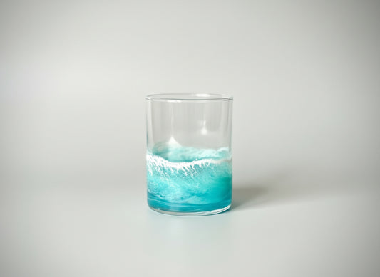 Rocks Glass with Teal Resin - Gift for Bourbon Drinker - Christmas Gift Barware