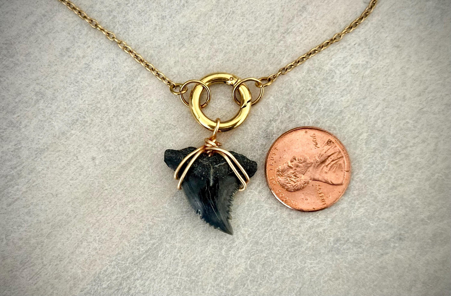 Charm Necklace Gold with Authentic Shark Tooth - Gift for Beach Lover Surfer